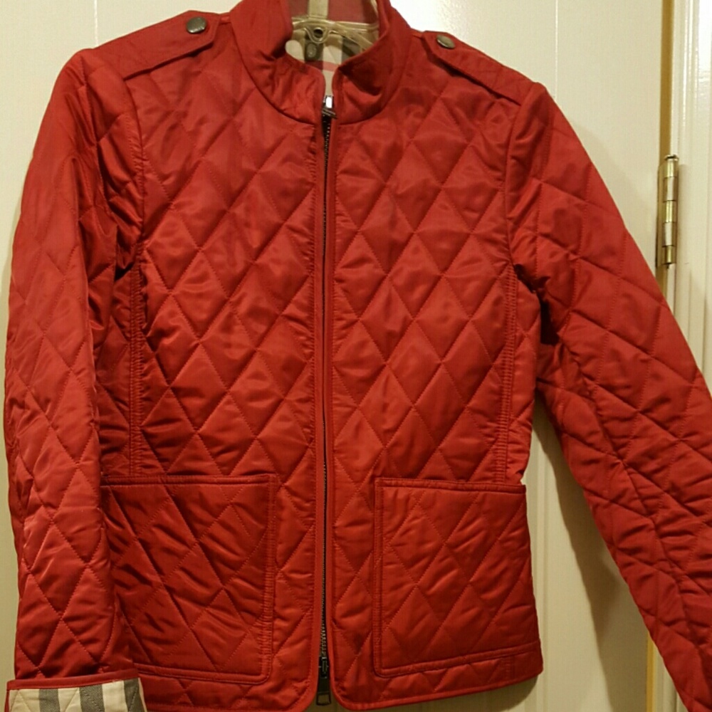 Burberry Red Quilted Zip-Front Jacket